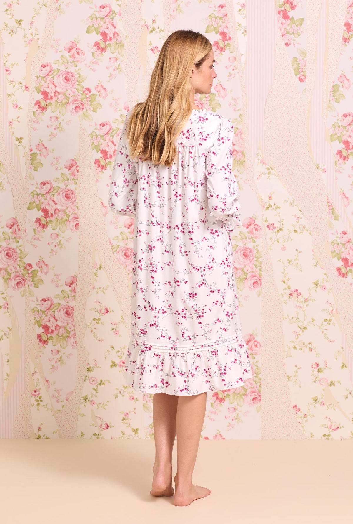 Hollyberry Floral Cotton Rayon Flannel Waltz Nightgown