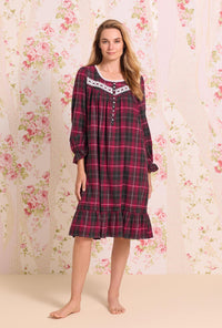 Hollyberry Plaid Cotton Rayon Flannel Waltz Nightgown