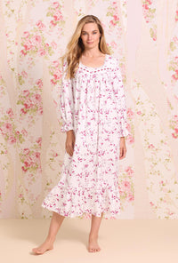 Hollyberry Floral Cotton Rayon Flannel Long Sleeve Nightgown