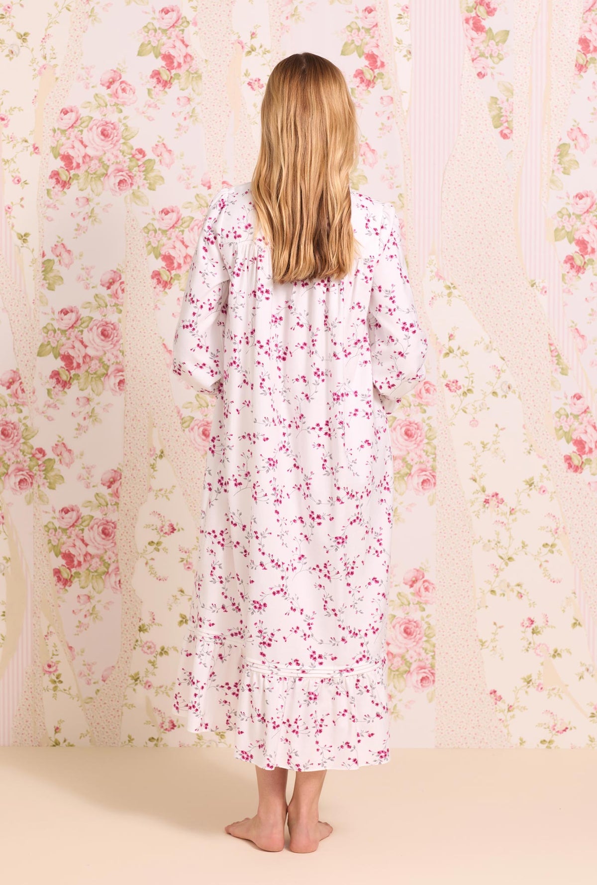 Hollyberry Floral Cotton Rayon Flannel Long Sleeve Nightgown