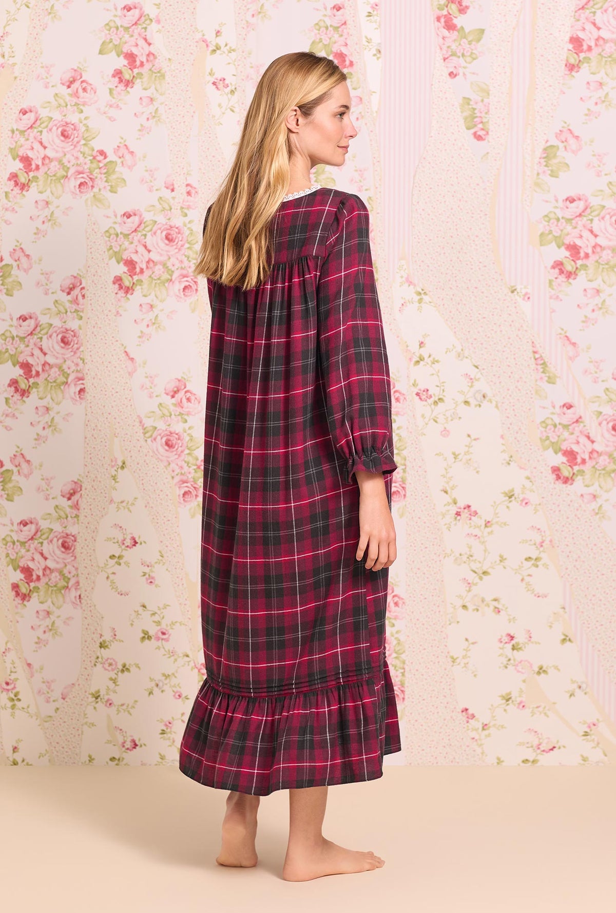 Hollyberry Plaid Cotton Rayon Long Nightgown