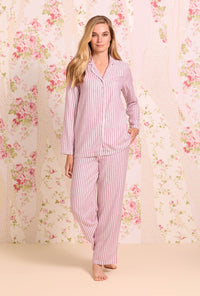 Berry Stripe Cotton Rayon Flannel Classic Pajama