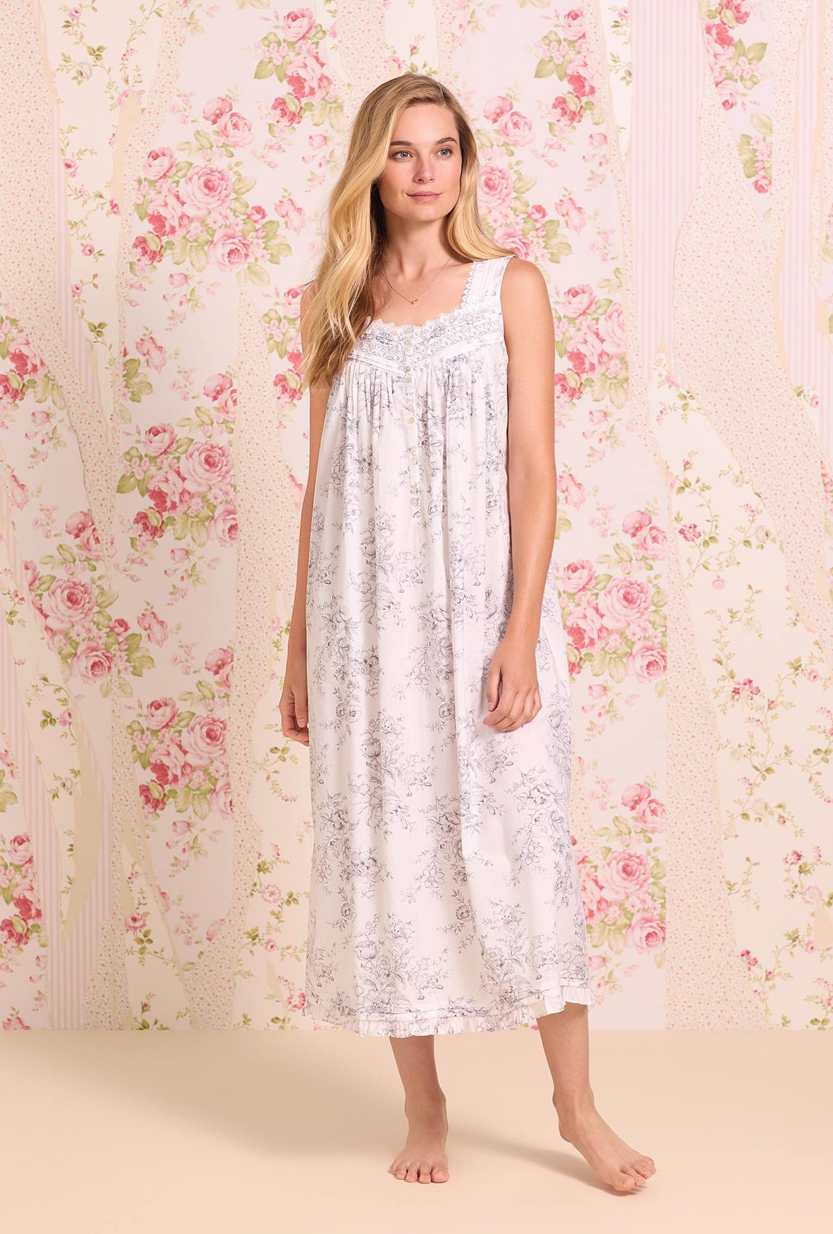 Grey Toile &quot; Eileen&quot; Cotton Nightgown