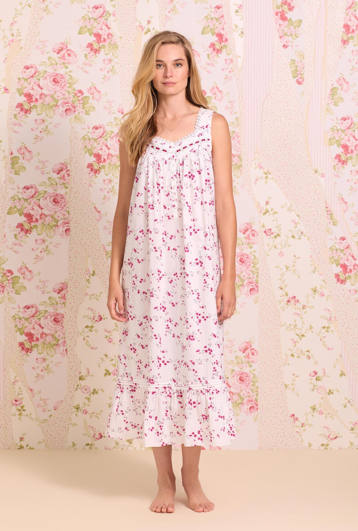 Hollyberry Floral &quot;Eileen&quot; Cotton Nightgown