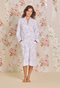 Petite Floral Diamond Quilt Zip Robe