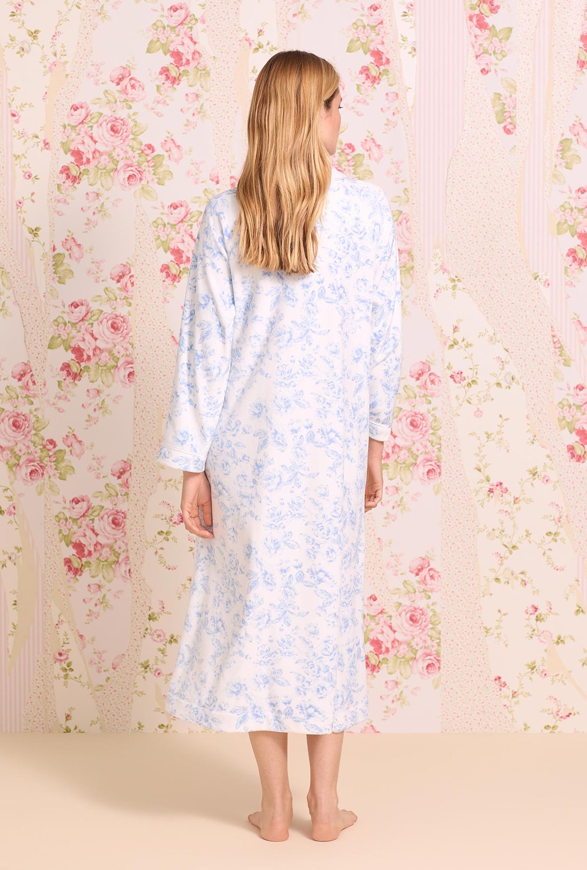 Lux Velour Long Zip Robe- Icy Floral