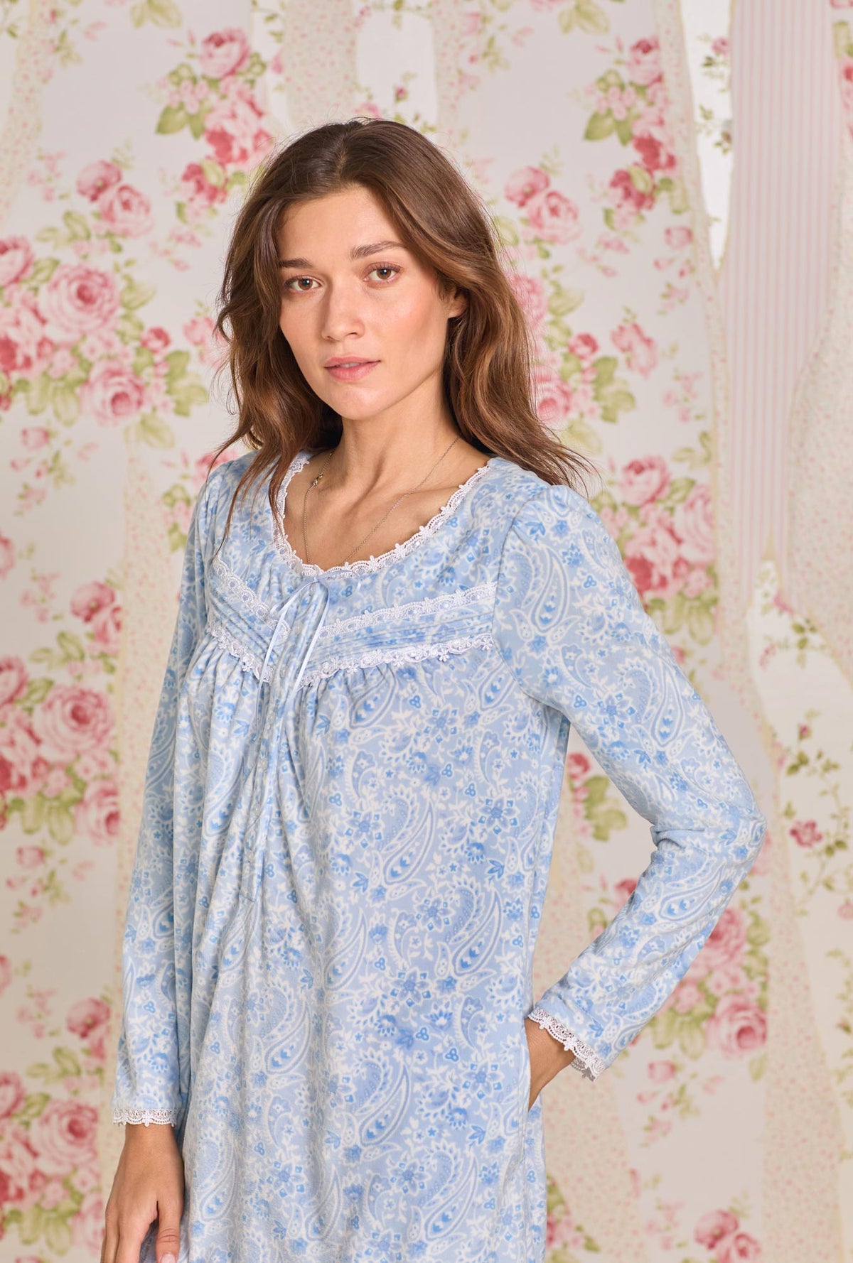 Winter Paisley Cozy Fleece Waltz Nightgown