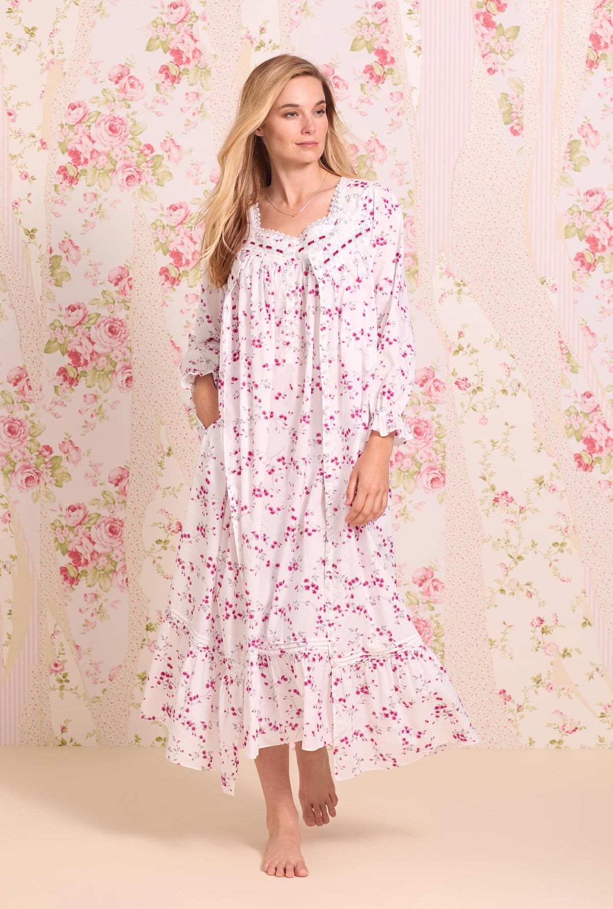 Hollyberry Floral &quot;Eileen&quot; Cotton Nightgown