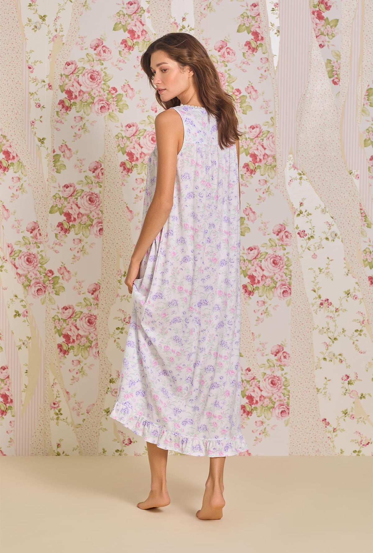 A lady wearing Mademoiselle &quot;Eileen&quot; Cotton Modal Nightgown