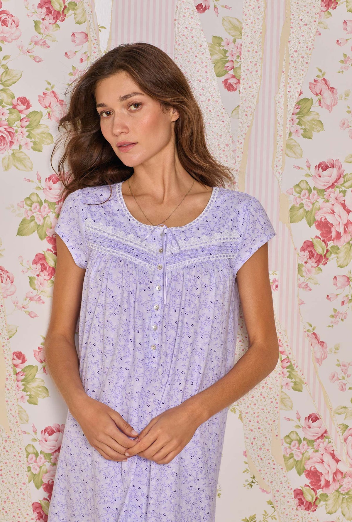 Lilac Vine Cotton Knit Short Nightgown