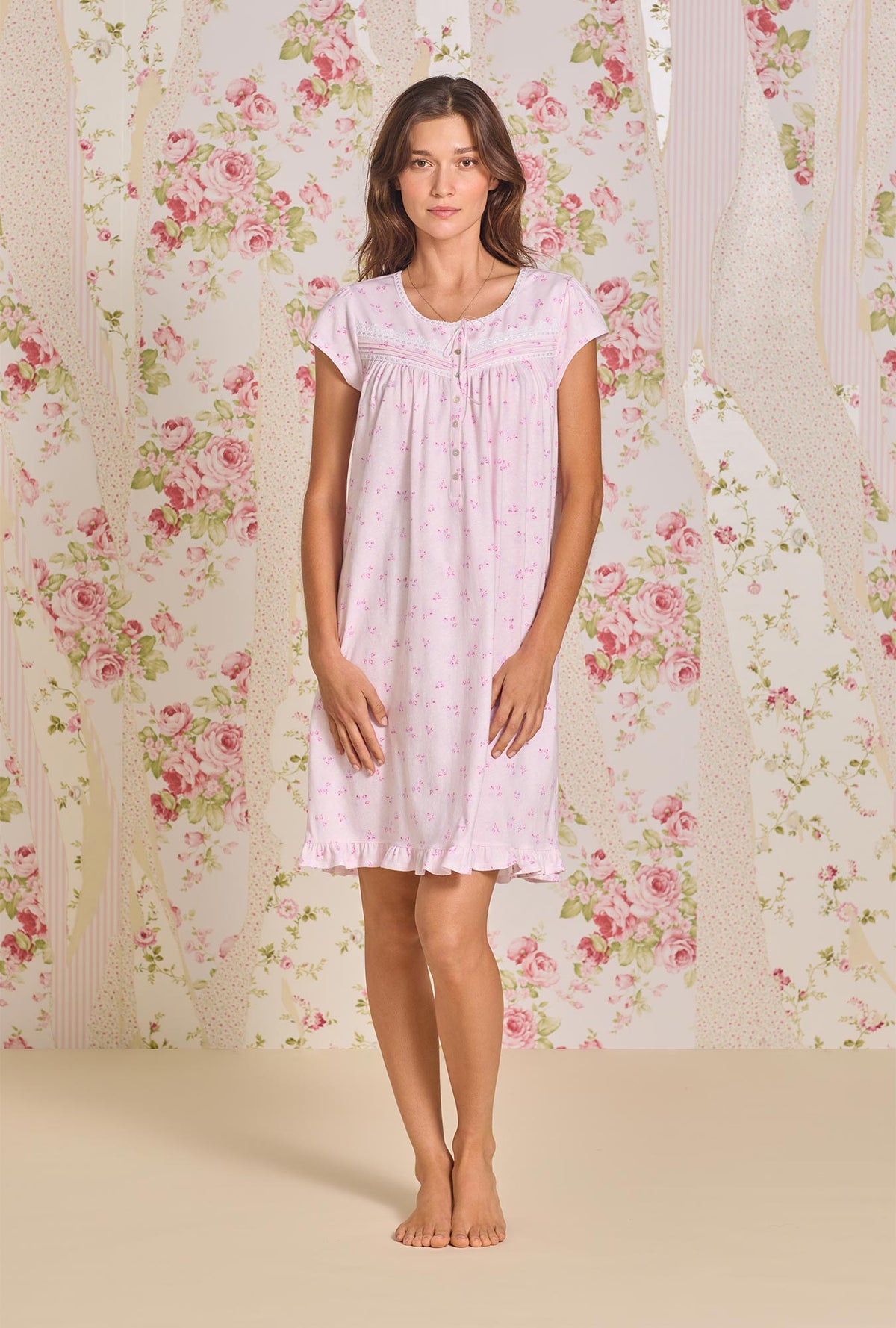 Rosebud Bliss Cotton Knit Short Nightgown