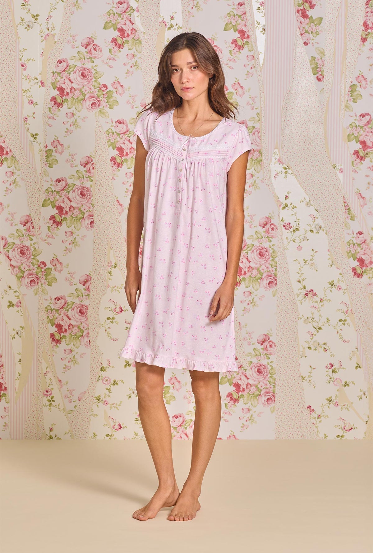 Rosebud Bliss Cotton Knit Short Nightgown