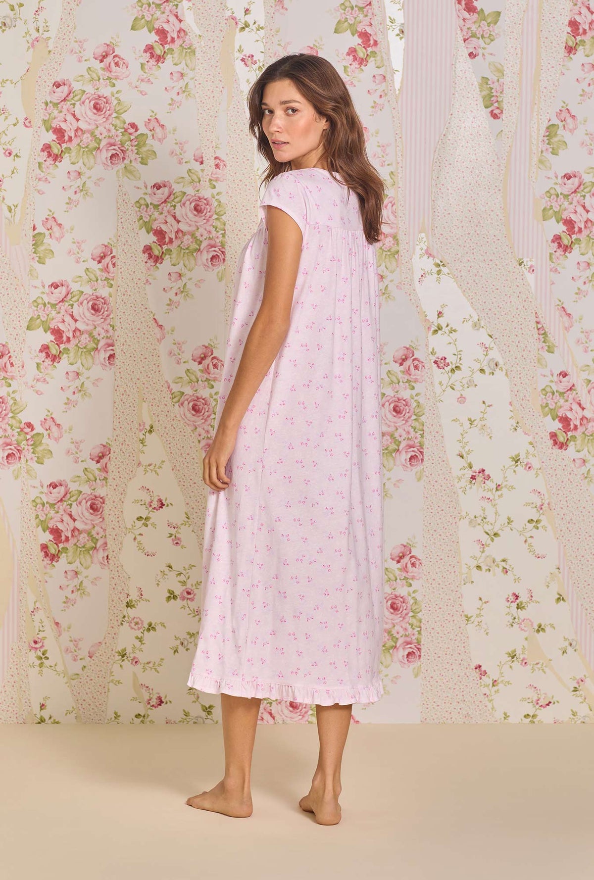 Rosebud Bliss Cotton Knit Long Nightgown