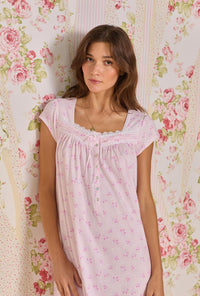 Rosebud Bliss Cotton Knit Long Nightgown