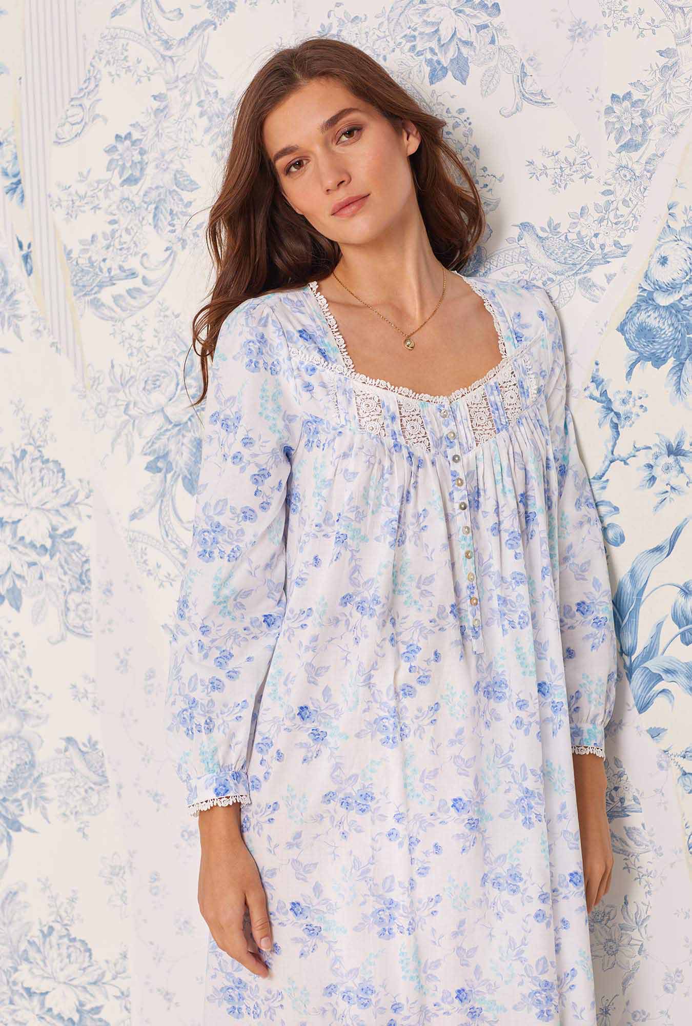 Cotton Blue Long Nighty Nightgown for Women – Stilento