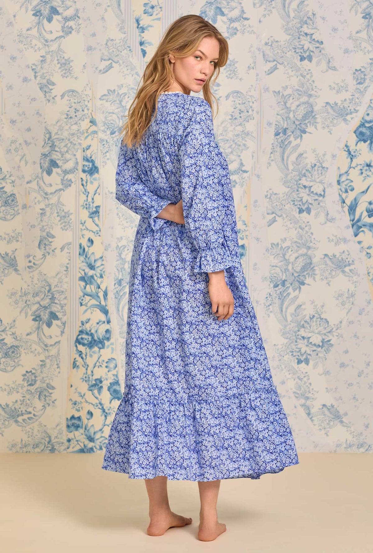 Indigo Nights Long Sleeve Cotton Nightgown