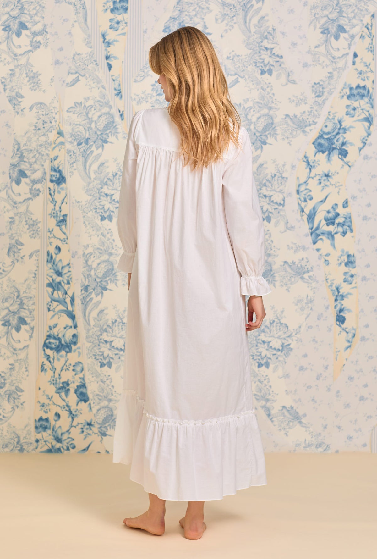 Iconic White Long Sleeve Cotton Lawn Nightgown