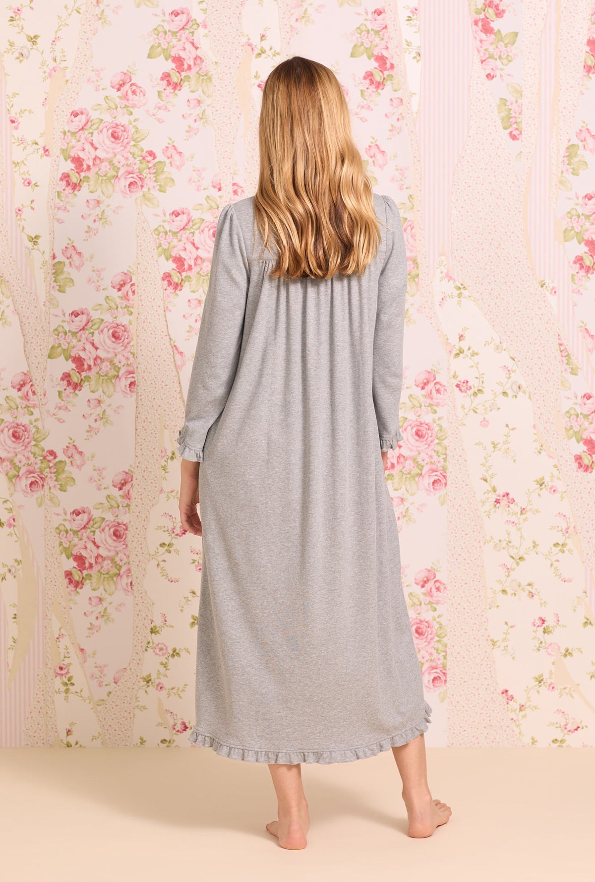 Dream Heather Grey Interlock Long Sleeve Nightgown