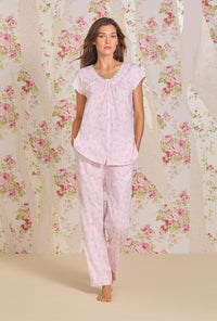 A lady wearing Rosebud Bliss Cotton Knit Pajama