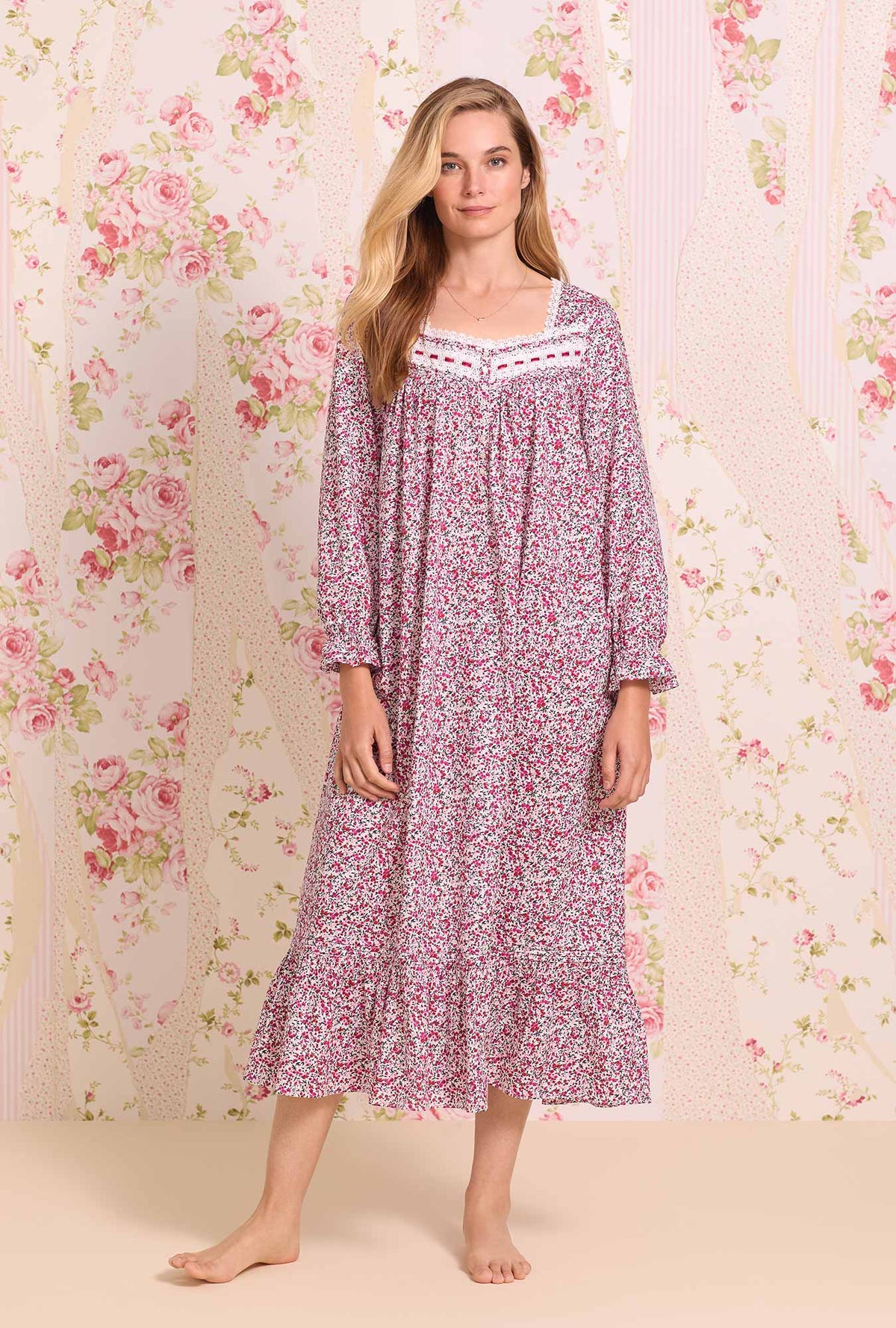 Joyous Garden Long Sleeve Cotton Nightgown