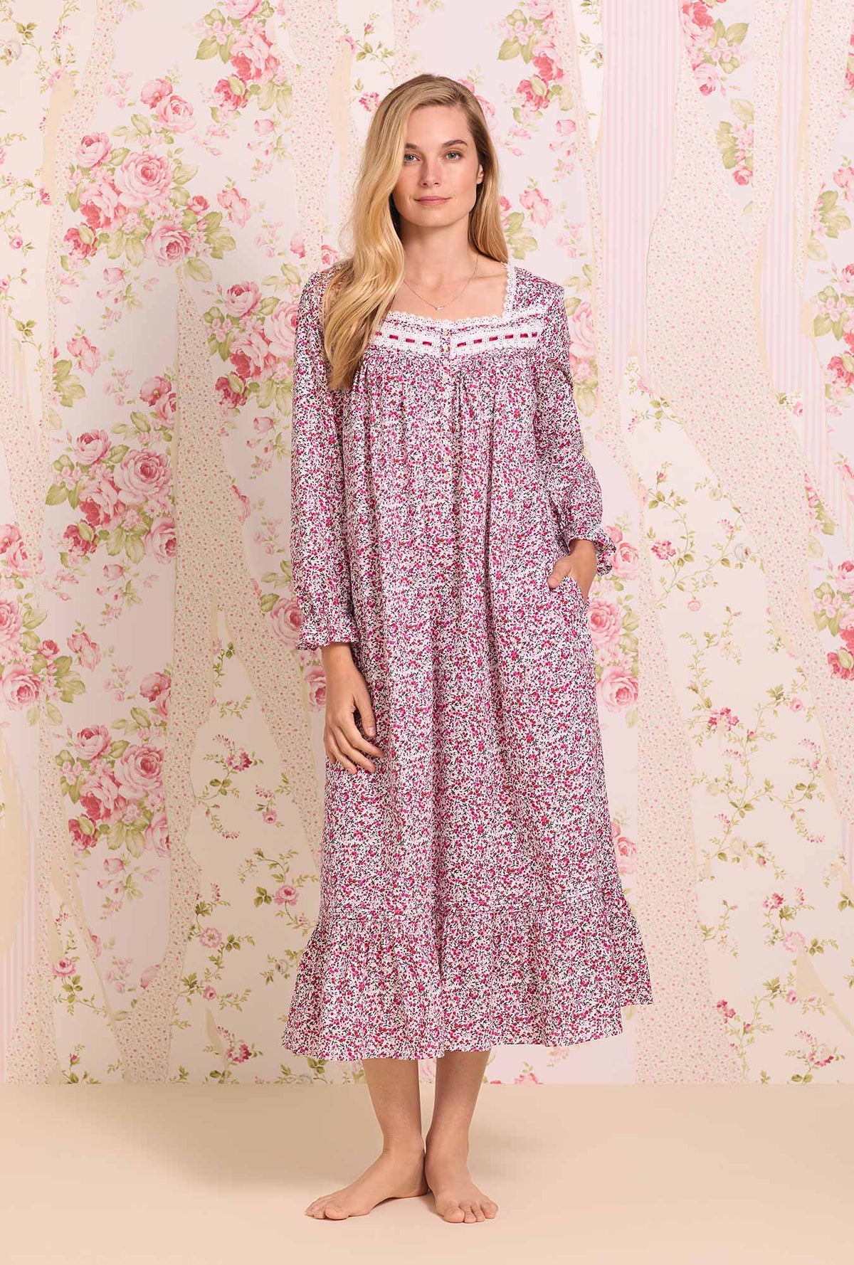 Joyous Garden Long Sleeve Cotton Nightgown