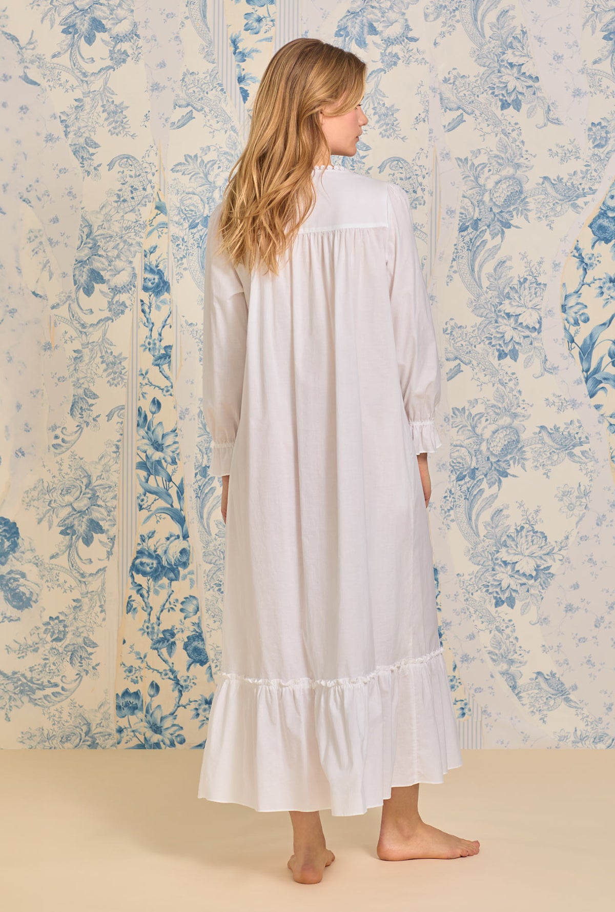 Iconic White Cotton Lawn Button Front Robe