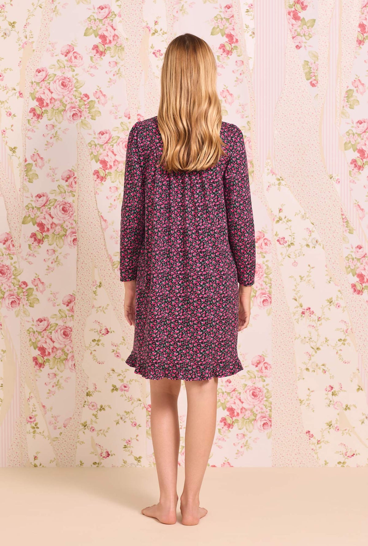 Cheerful Blooms Short Cotton Knit Nightgown