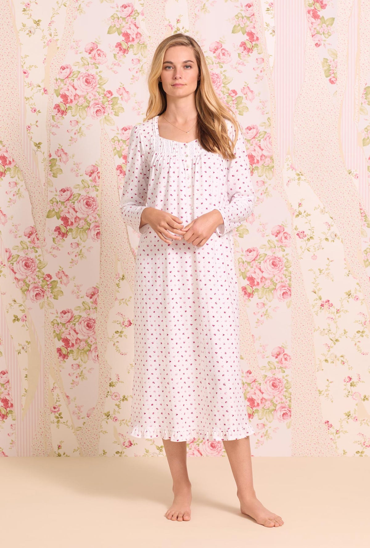 Sweetest Bud Long Cotton Knit Nightgown