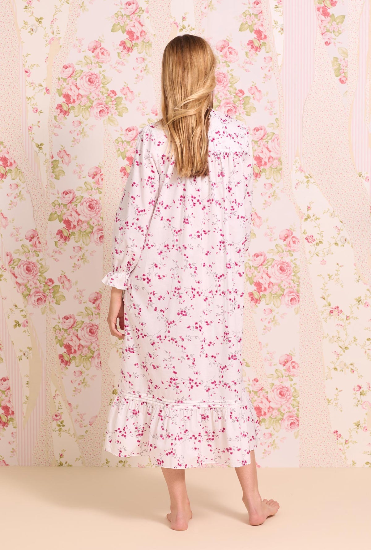 Hollyberry Floral Cotton Lawn Highneck Nightgown