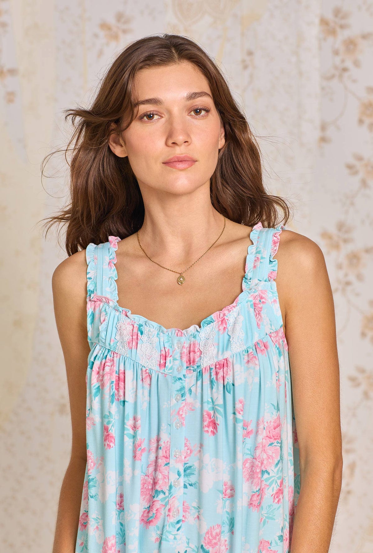 A lady wearing Floral Allover Tencel Chemise