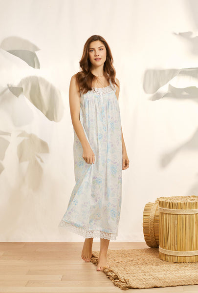 Eileen West Lace-Trimmed Cotton Ballet-Length Nightgown - Macy's