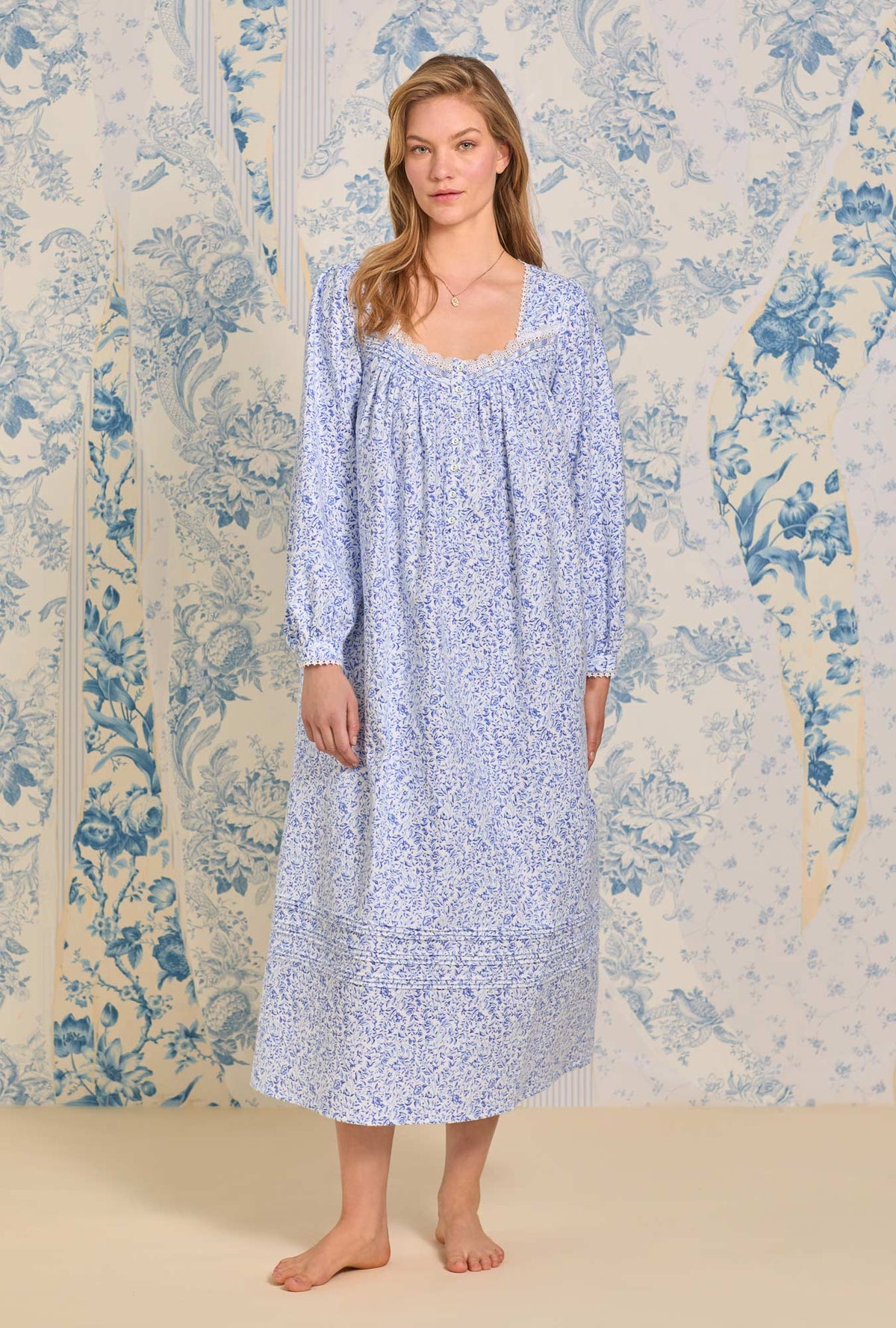 Heritage Cotton Flannel Forget Me Not Floral Long Nightgown