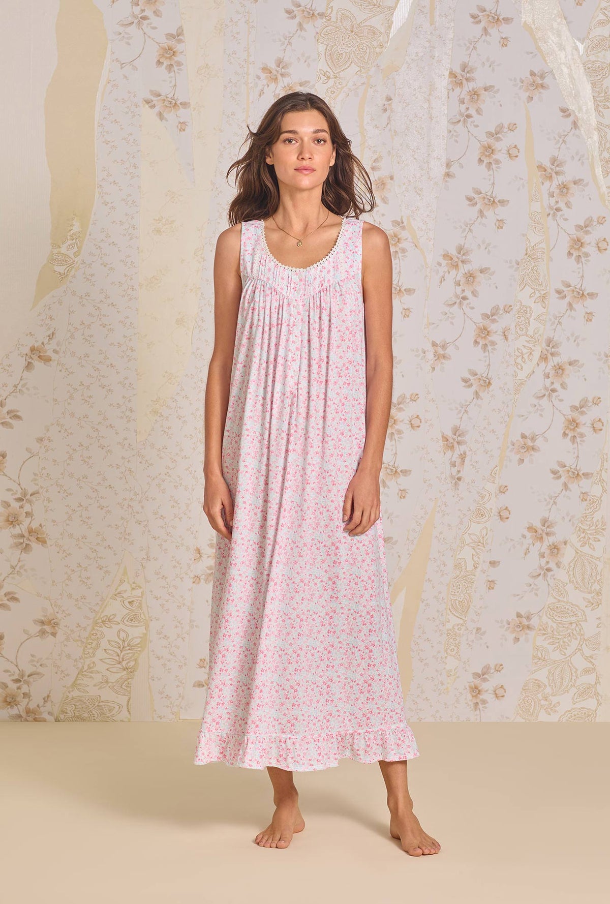 A lady wearing Bright Blossom &quot;Eileen&quot; Modal Nightgown