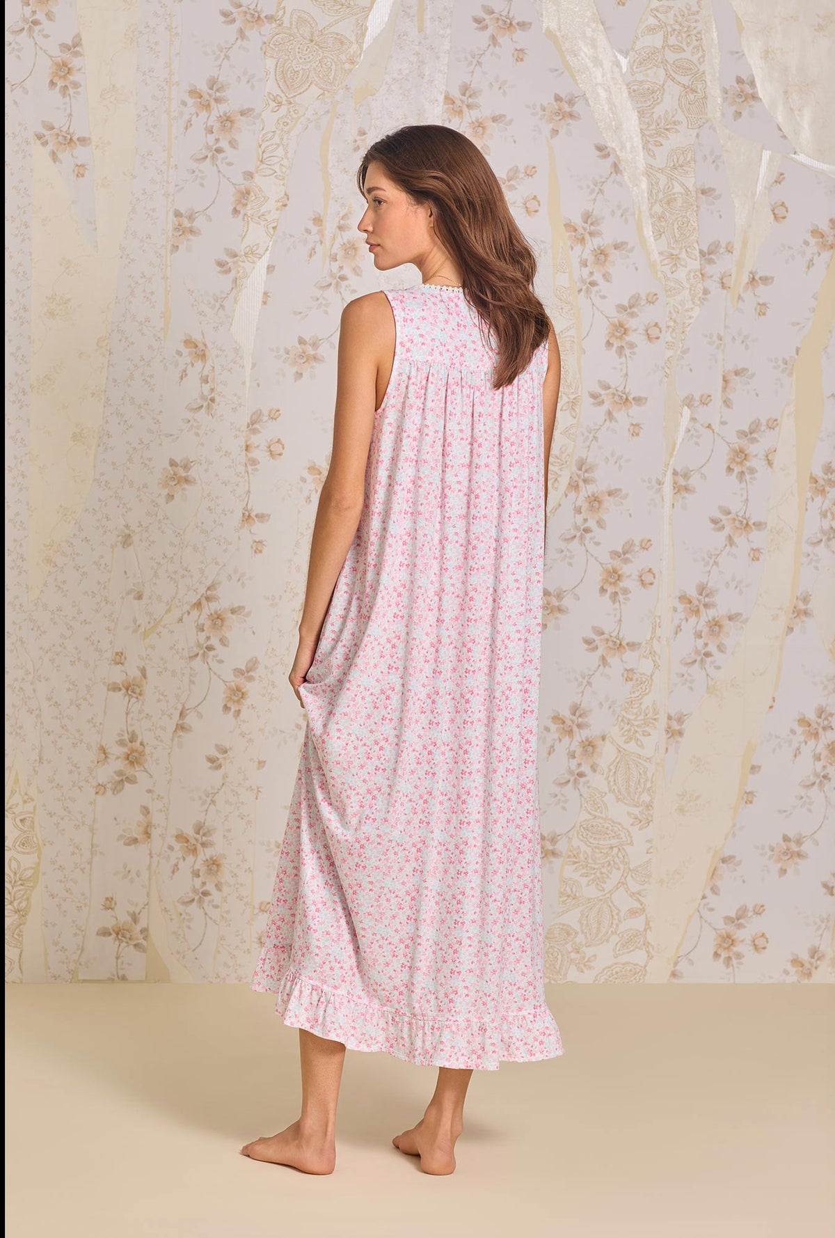 A lady wearing Bright Blossom &quot;Eileen&quot; Modal Nightgown