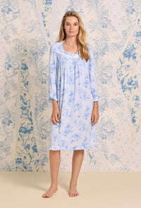 Tencel Blue Garden Long Sleeve Nightgown