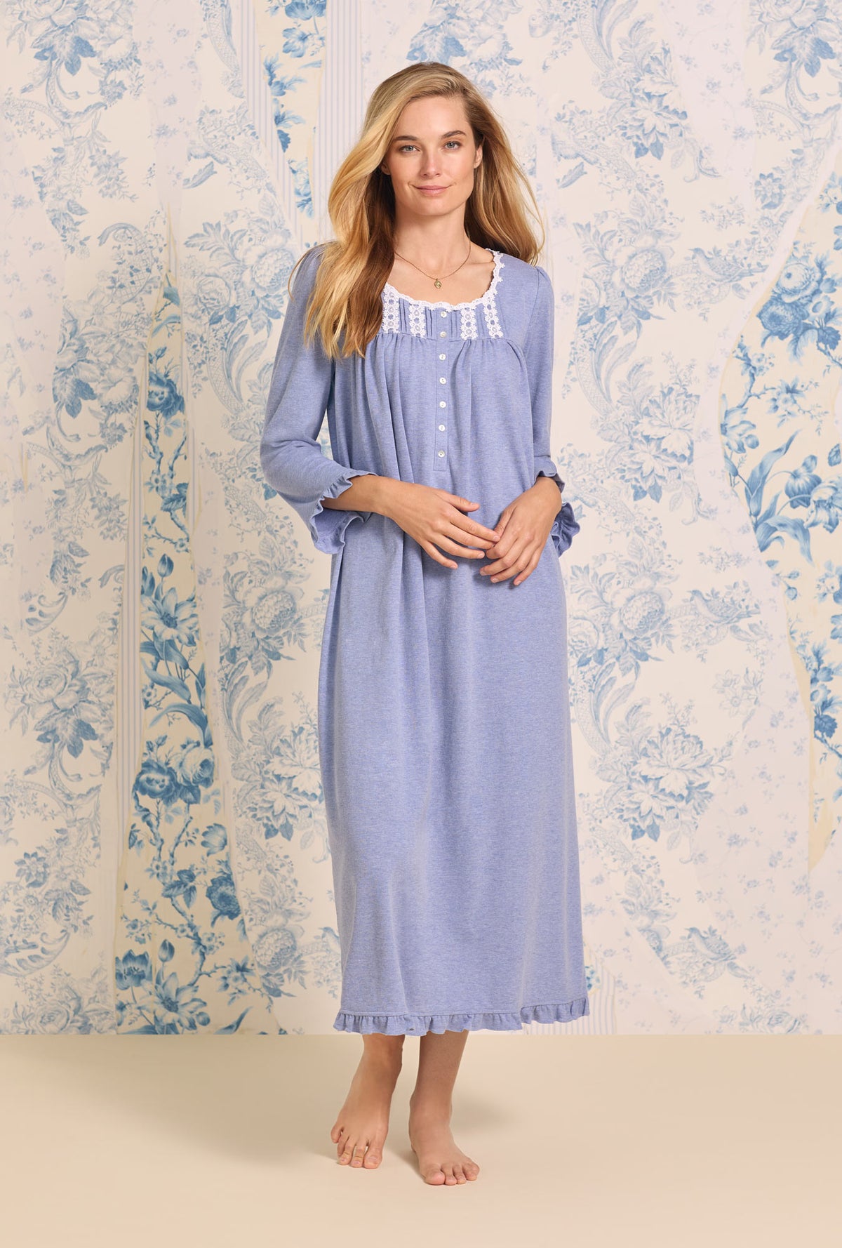 Heather Peri Long Sleeve Interlock Nightgown