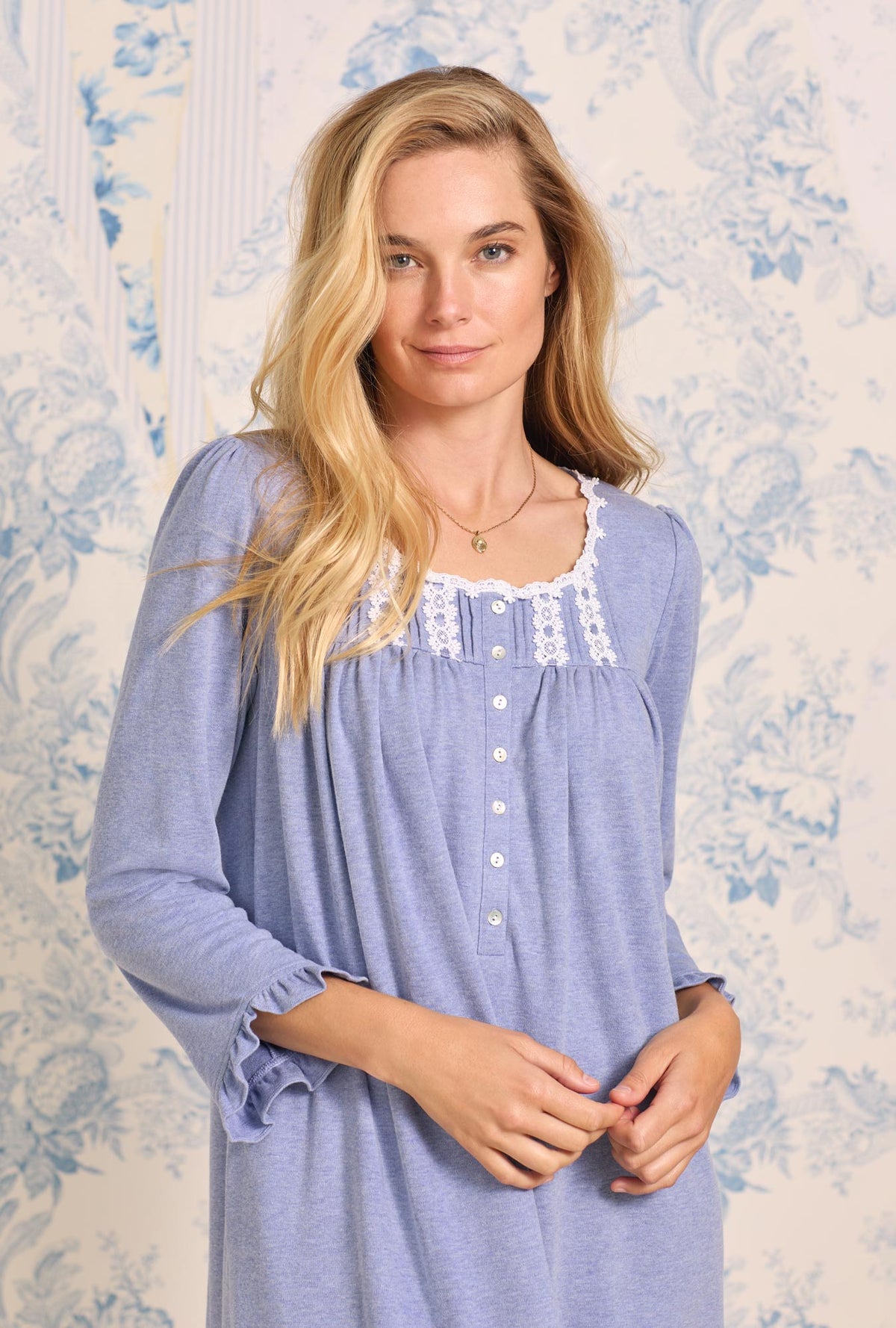 Heather Peri Long Sleeve Interlock Nightgown