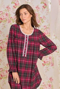 Hollyberry Plaid Cotton Rayon Flannel Short Nightshirt