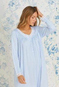 Dreamy Sweater Knit Long Nightgown- Clean Blue