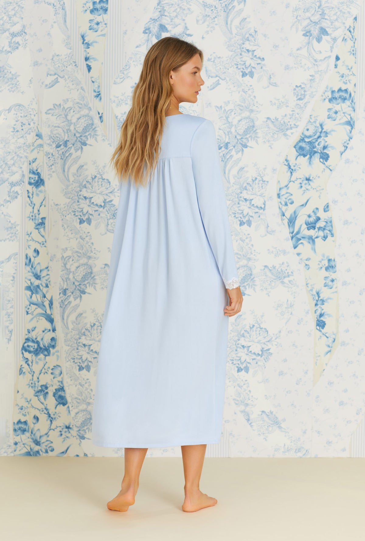 Dreamy Sweater Knit Long Nightgown- Clean Blue