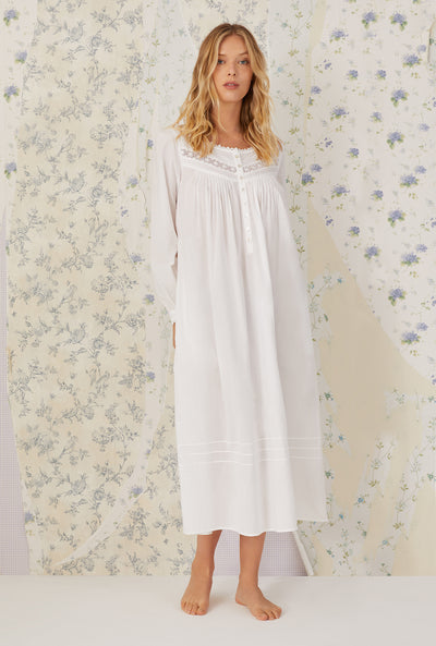Eileen West, S, NEW,with tags filmy cotton nightgown, 3/4 sleeve, calf-  length