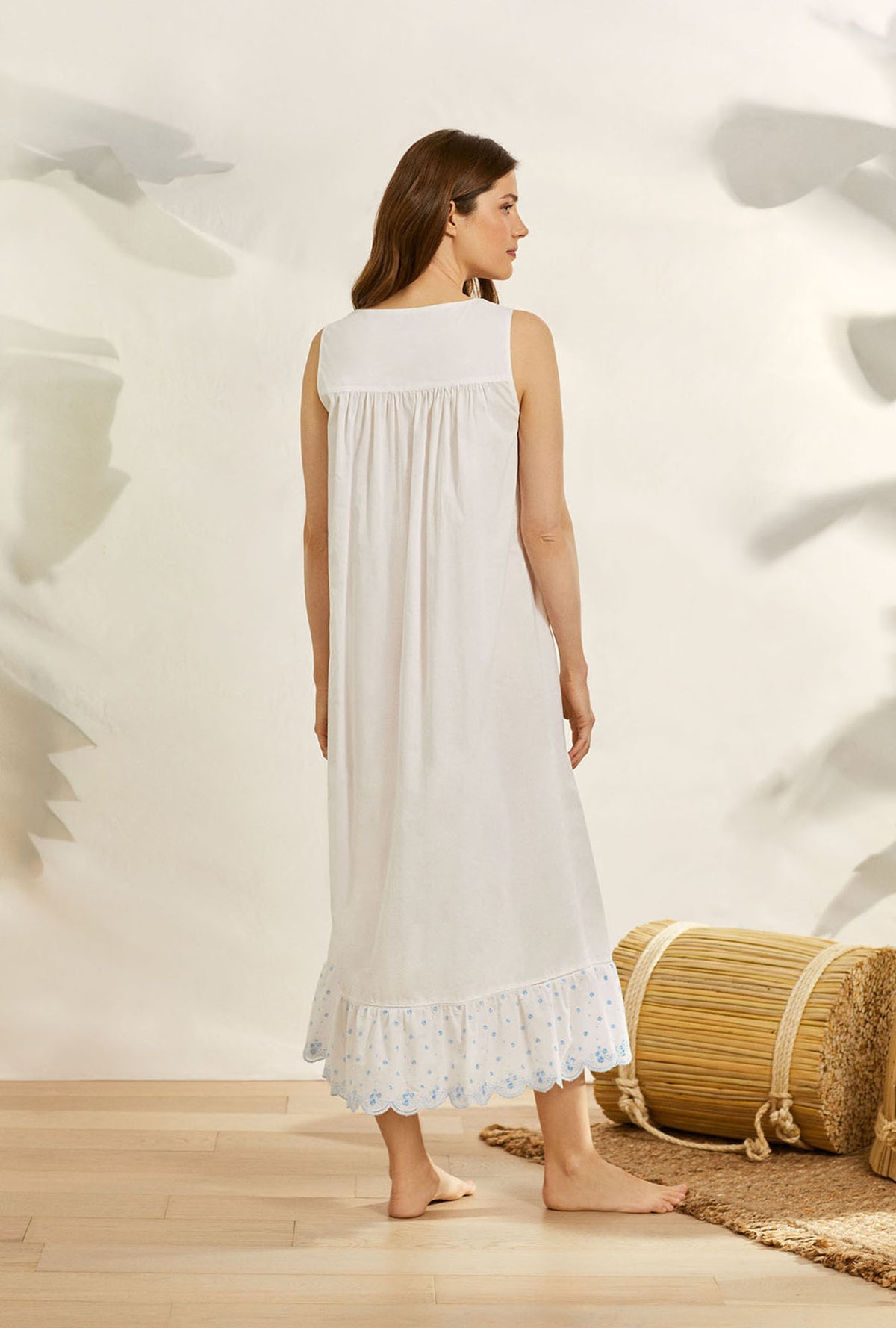 The Eileen Scallop Floral Embroidery Nightgown - Eileen West